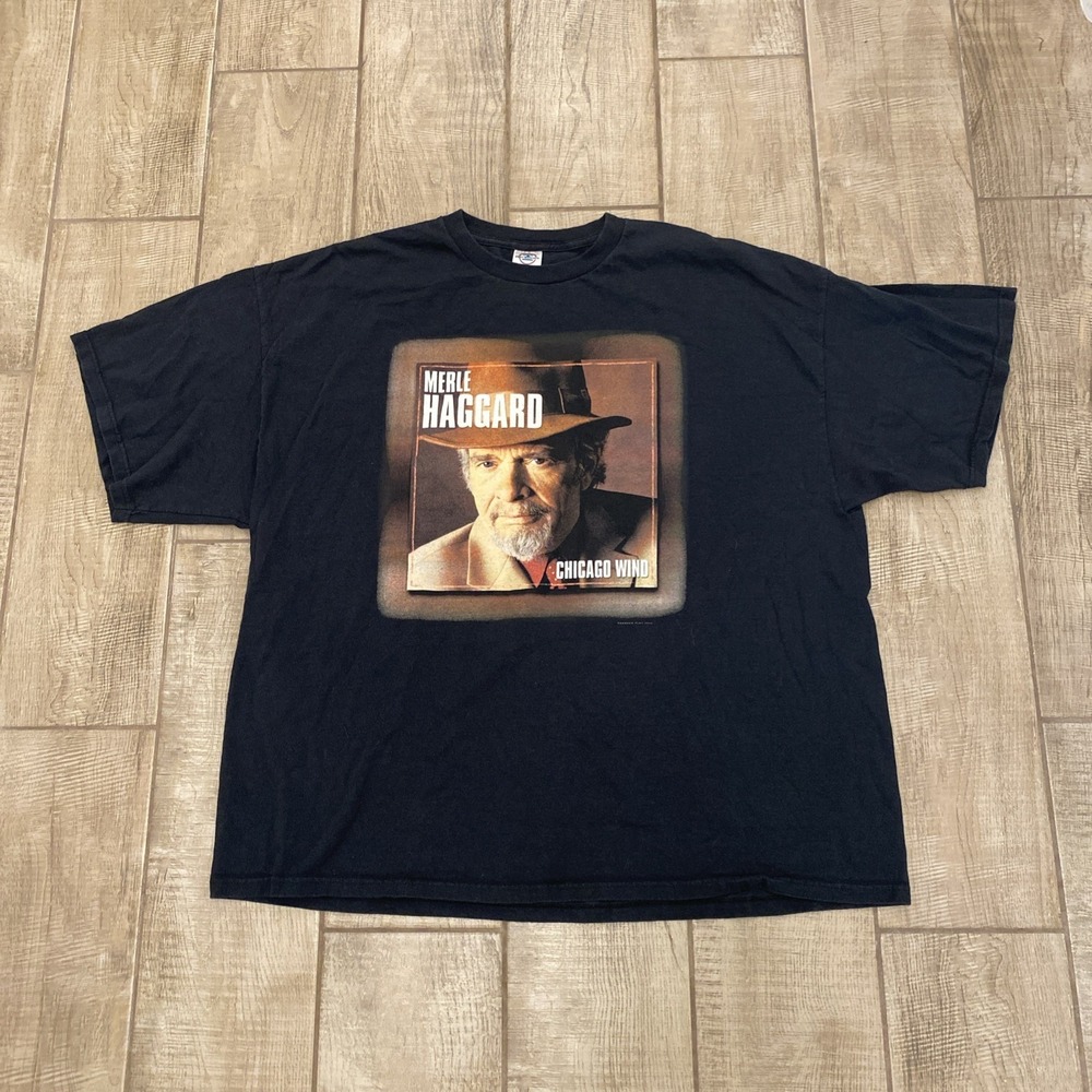 Merle Haggard Chicago Wind T-Shirt 3XL Black Country Music Concert Band Graphic